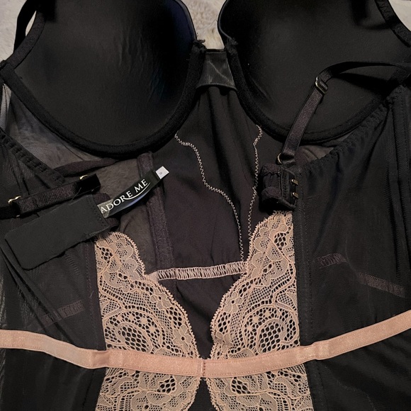 Adore Me Pink and Black Lace Lingerie - Picture 5 of 5